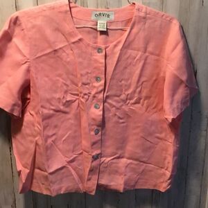 Blouse beautiful peach color, 100% linen size medium by Orvis